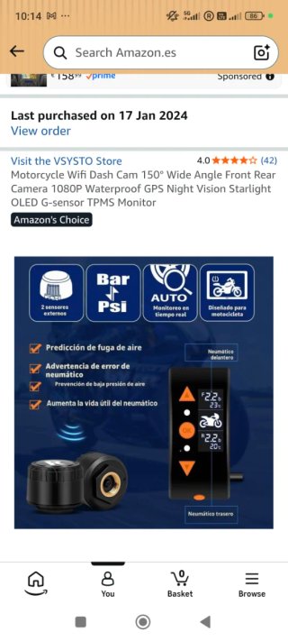 Cámara DVR Moto WiFi VSYSTO