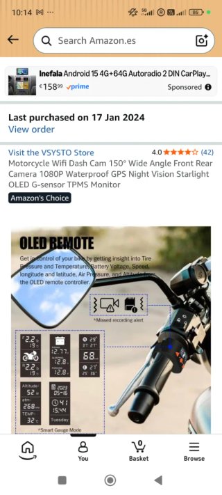 Cámara DVR Moto WiFi VSYSTO