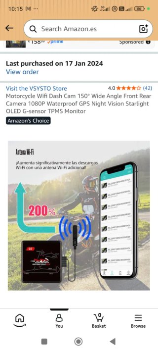 Cámara DVR Moto WiFi VSYSTO
