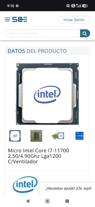 Procesador Intel core i7 11va gen  I711700