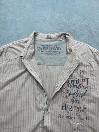 Vintage David Heritage Shirt In Light Grey With Stripes 097
