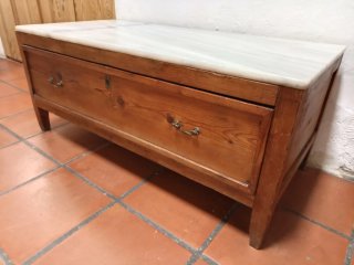 Arcón antiguo /Mesa centro vintage madera y mármol