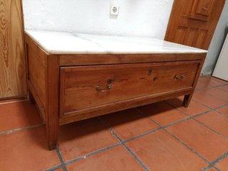 Arcón antiguo /Mesa centro vintage madera y mármol
