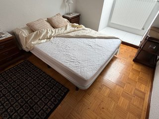Cama armario somier y colchón sofa mesitas .