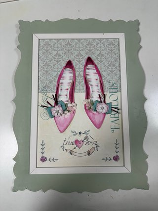 Cuadro Hecho a Mano Zapatos Rosas