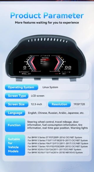 Cuadro digital para BMW F10 F11 F18 F06 F01 F02