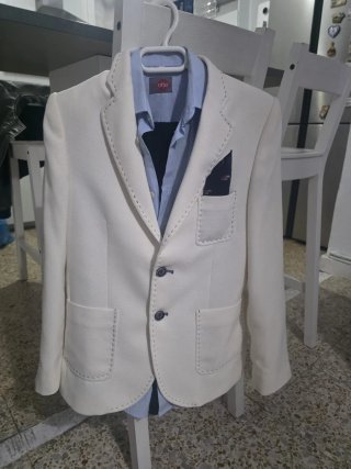 Traje de niño blanco y azul Talla 11