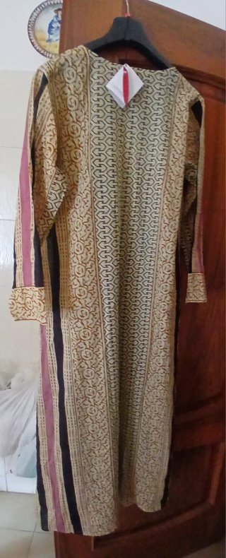 Kaftano cotone beige/marrone taglia unica