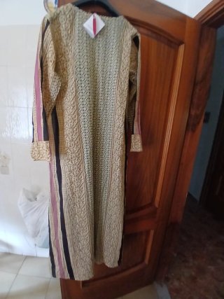 Kaftano cotone beige/marrone taglia unica