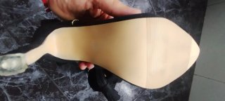Sandalias tacón negro lazo tobillo