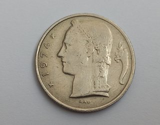 Moneda Bélgica 1974 Diosa Romana Ceres