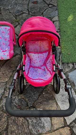 Carrito y Maxi Cosi de Juguete Rosa