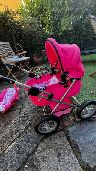 Carrito y Maxi Cosi de Juguete Rosa