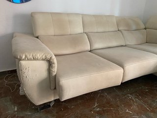 Sofá chaise longue beige tela
