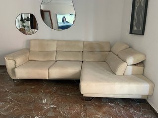 Sofá chaise longue beige tela