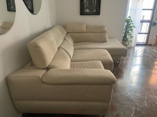 Sofá chaise longue beige tela