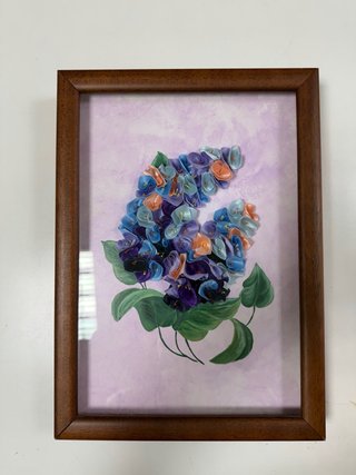 Cuadro tela hecho a mano flores