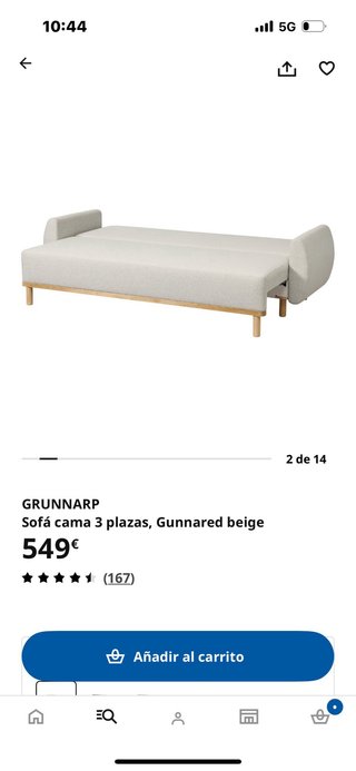 Sofá Gurnhap Ikea beige tela. Venir a recoger