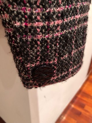 Chaqueta Tweed Chanel Rosa y Negra T.46/48