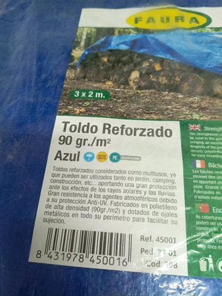Toldo Reforzado 90gr. Azul 3x2m