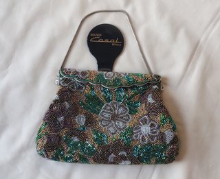 Bolso fiesta clutch vintage multicolor abalorios
