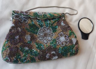 Bolso fiesta clutch vintage multicolor abalorios