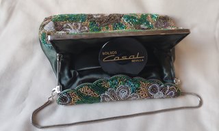 Bolso fiesta clutch vintage multicolor abalorios