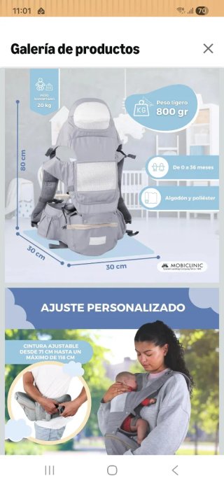 Mochila Portabebés Upchase Gris