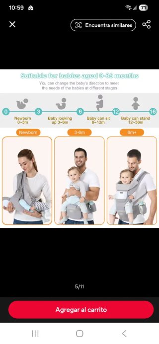 Mochila Portabebés Upchase Gris