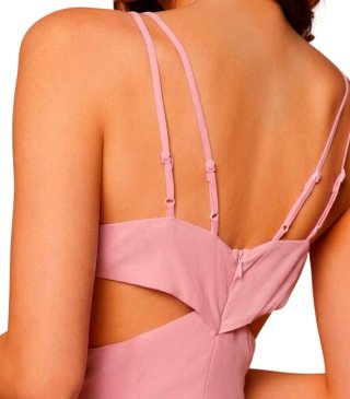 Vestido de fiesta rosa drapeado