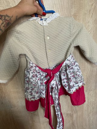 Vestido niña floral con lazo rosa