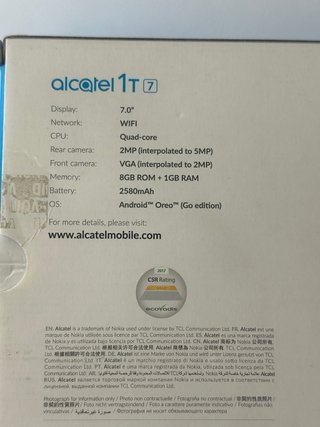 Alcatel 1T 7 Tablet Negra
