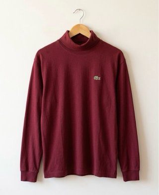 Jersey Lacoste cuello vuelto vintage rojo burdeos