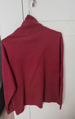 Jersey Lacoste cuello vuelto vintage rojo burdeos