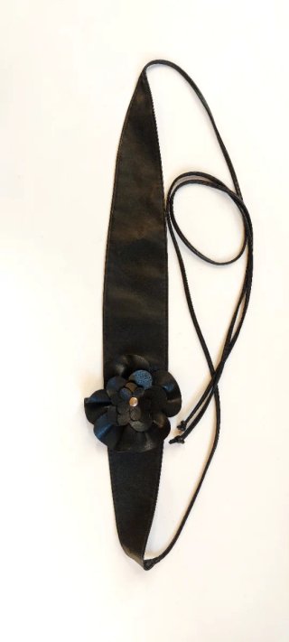 Cintura donna fiore vintage nera