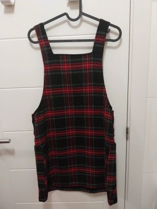 Vestido Mango cuadros rojo y negro