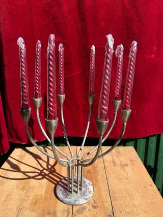 Candelabro antiguo 8 brazos metal