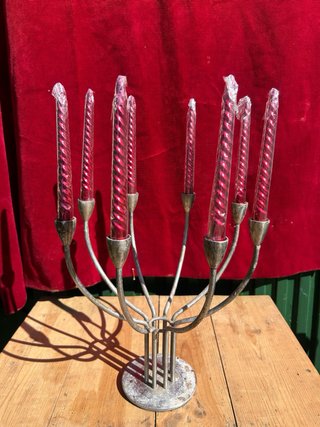 Candelabro antiguo 8 brazos metal