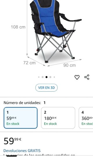 Silla Plegable Camping Relaxdays Azul