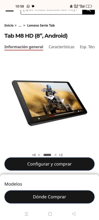 Lenovo Tab M8 HD 8" – Compacta y Portátil