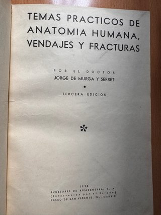 Anatomía Vendajes Guerra Civil 1938 Murga