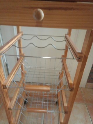 Carro Frutero Cocina Ruedas Madera Cerámica