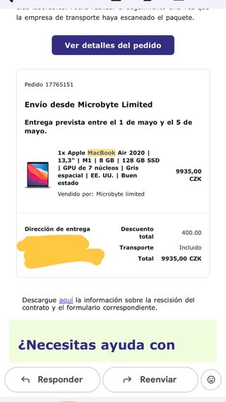 Apple MacBook Air M1, 128GB (pantalla dañada)