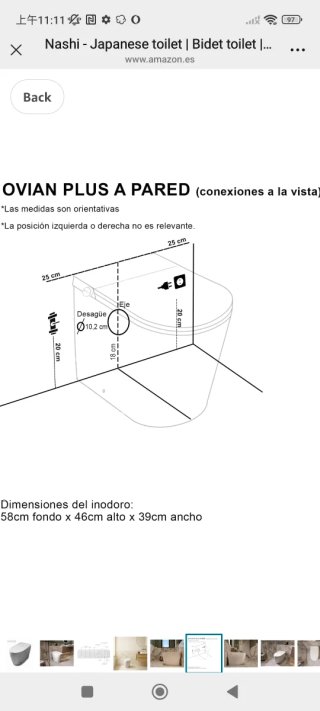 Inodoro japonés Nashi con bidé 40kg