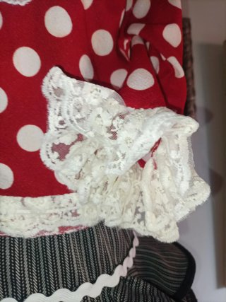 Traje Flamenca Niña Rojo Lunares Blancos
