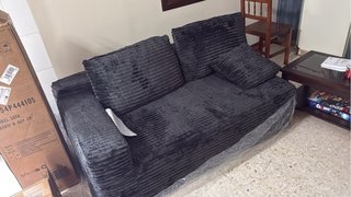 Sofá chaiselongue azul 3 plazas