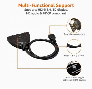 Switch 3 puertos HDMI, Negro (PRECINTADO)