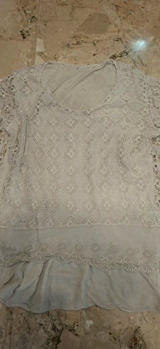 Maglia donna beige pizzo