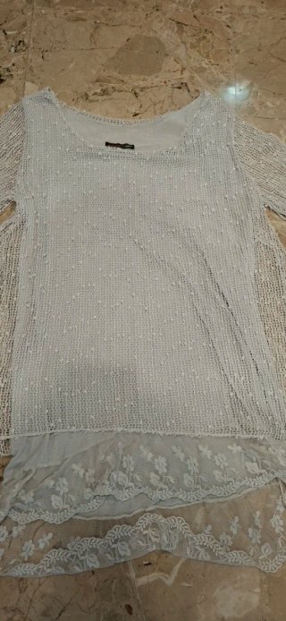 Maglia donna argento/bianca taglia unica