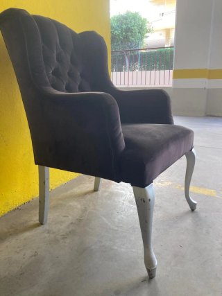 Poltrona elegante in velluto stile classico